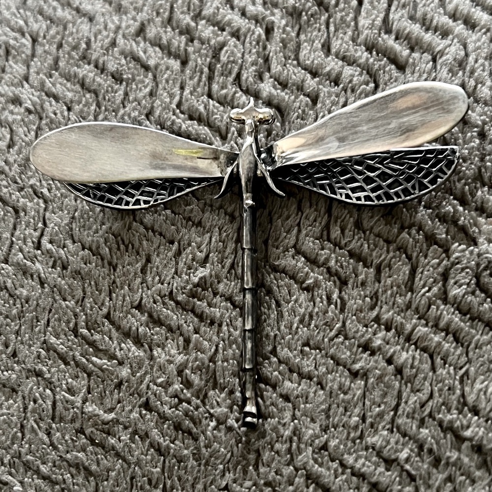 Mexico sterling silver, dragonfly brooch